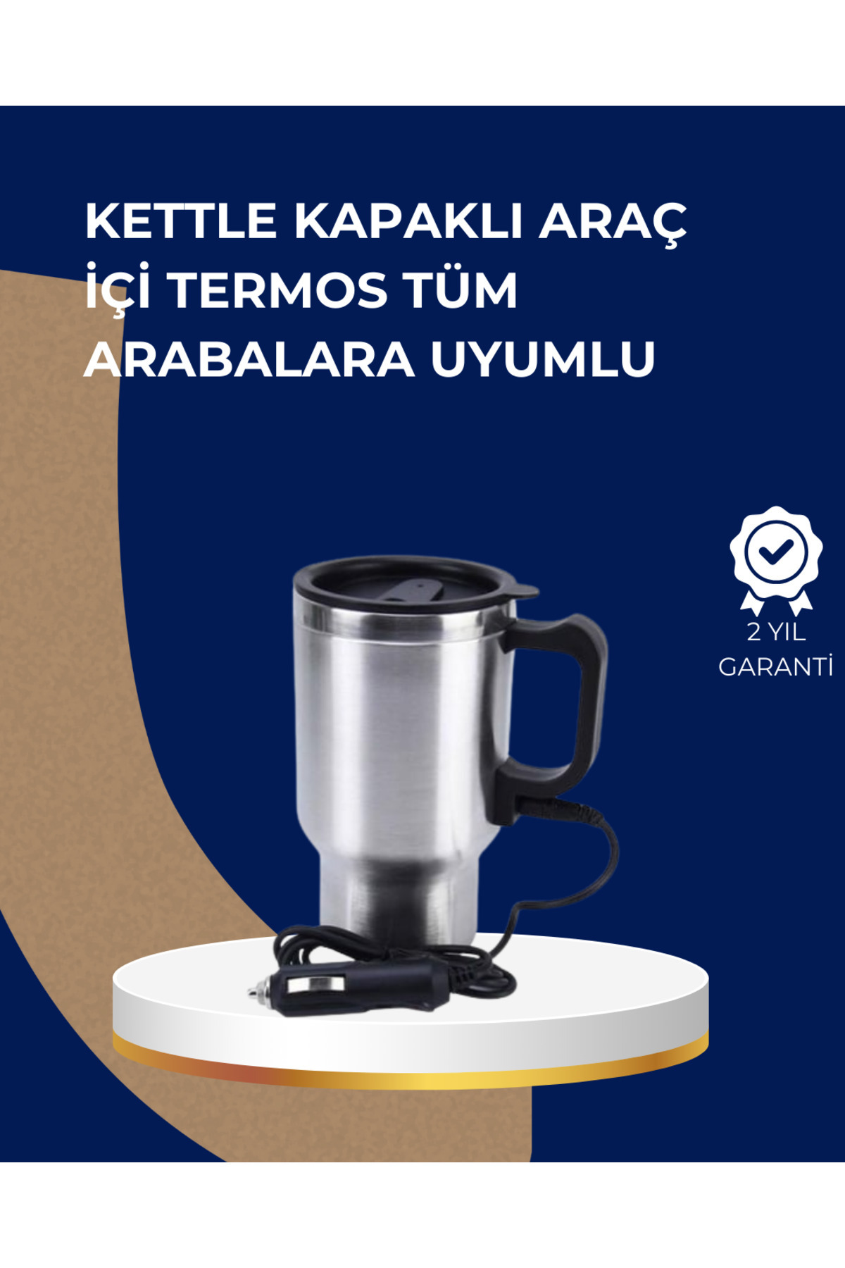 Marsilyan Araç İçi Paslanmaz Çelik Isıtıcı Termos Bardak 12V Çakmak Girişli - FKU9573-4864