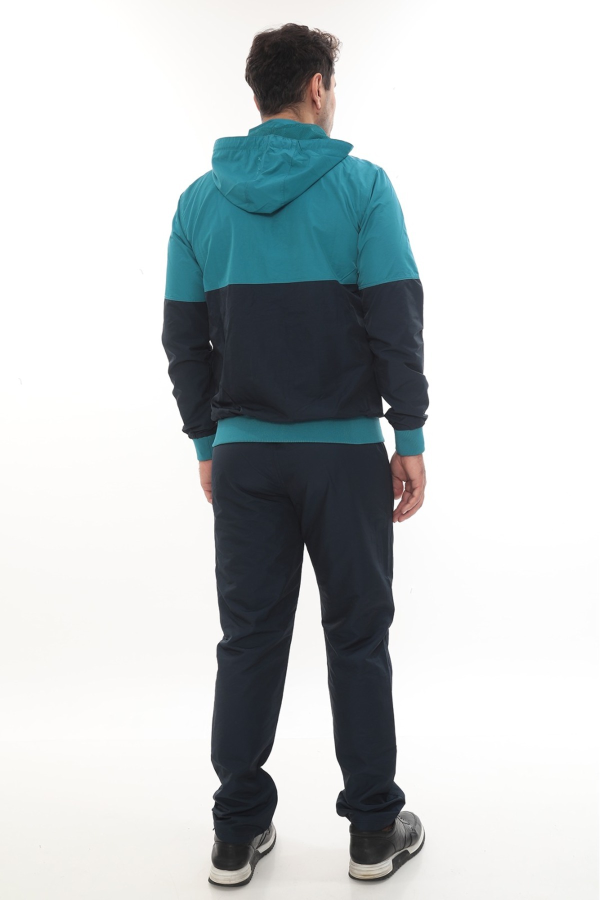 ست لباس ورزشی مردانه کلاهدار جداشونده پارچه ای نخی Twill 4410 — سرمه‌ای — تصویر 4 از 8