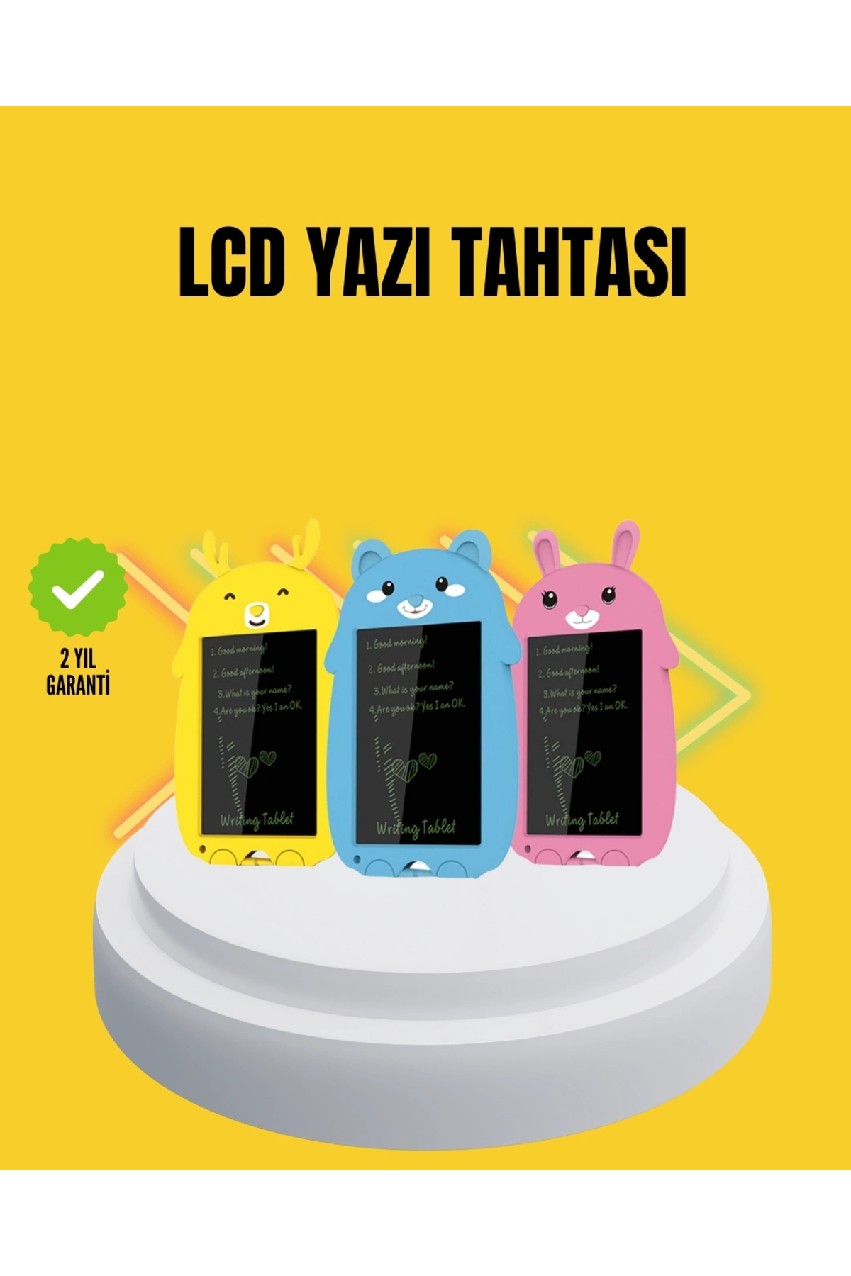 BYDNZ SHOP Tek Tuşla Silinebilir LCD Yazı Tableti | Çocuklar İçin Eğitim Tableti