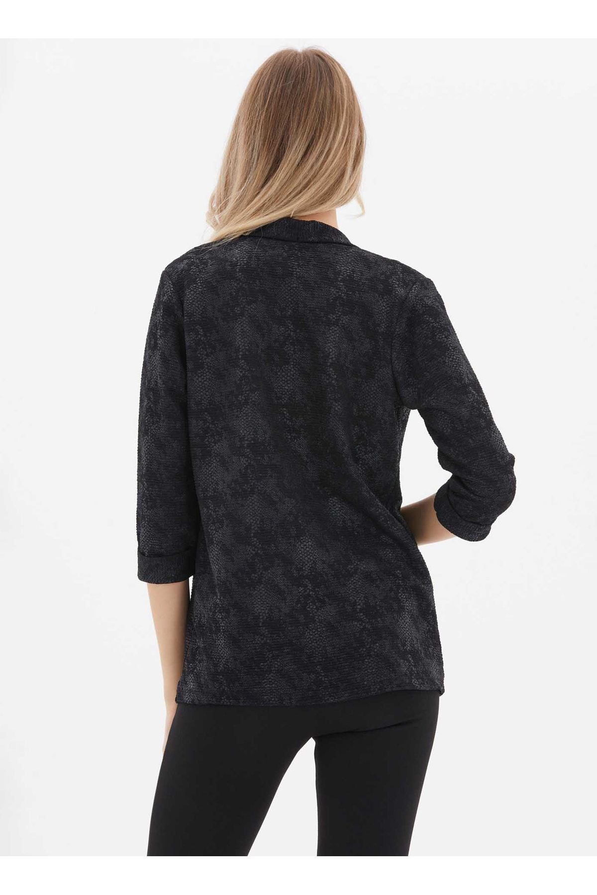 Selen  Standart Siyah Kadın Ceket 25KSL1559 - Görsel 4
