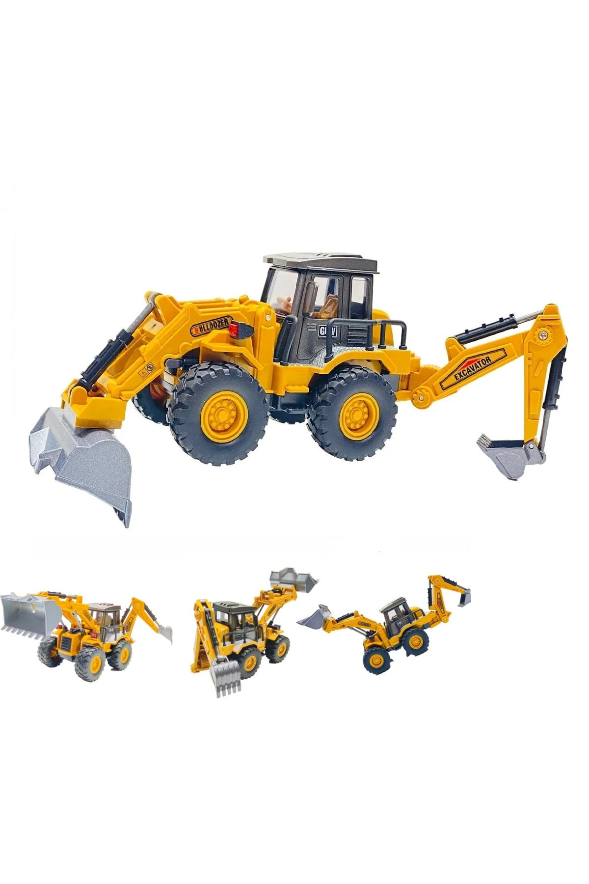 SmartFox Oyuncak Kepçe - Sürtmeli Oyuncak İş Makinesi / Buldozer İnşaat Aracı 32 Cm