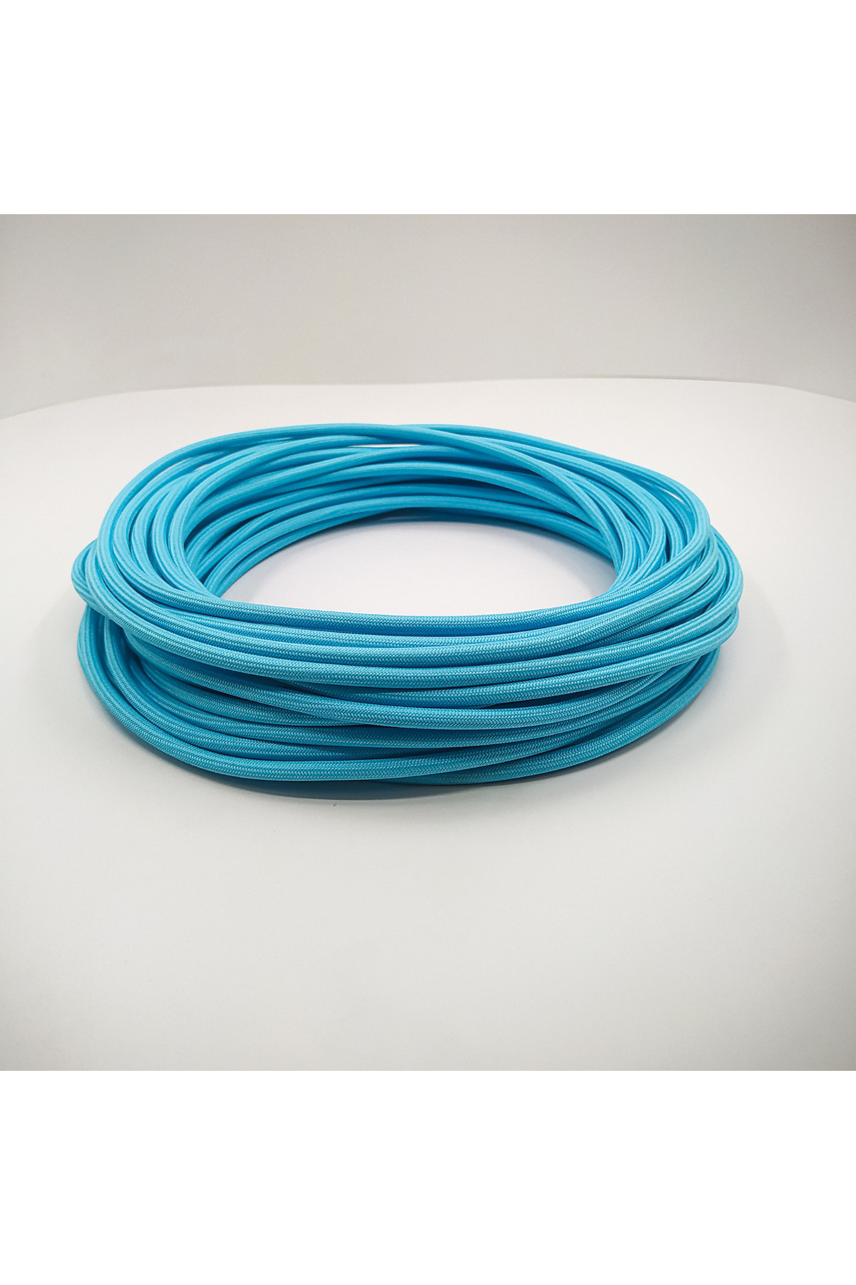 Retro Vitrini Dekoratif Örgülü Kumaş Kablo Mavi Renk 2X0,50MM 1 Metre