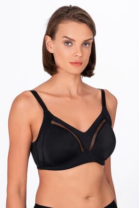 Kompedan Kadın Tül Detay Toparlayıcı Sütyen | Siyah 706