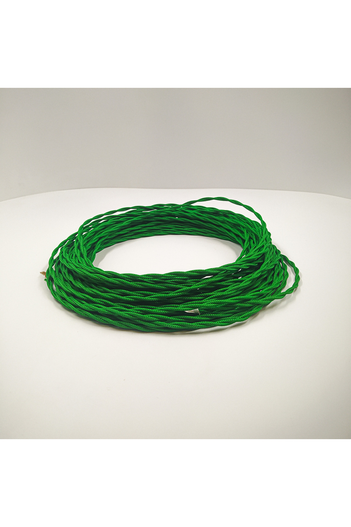 Retro Vitrini Dekoratif Burgulu Kumaş Kablo Yeşil Renk 2X0,50MM 1 Metre