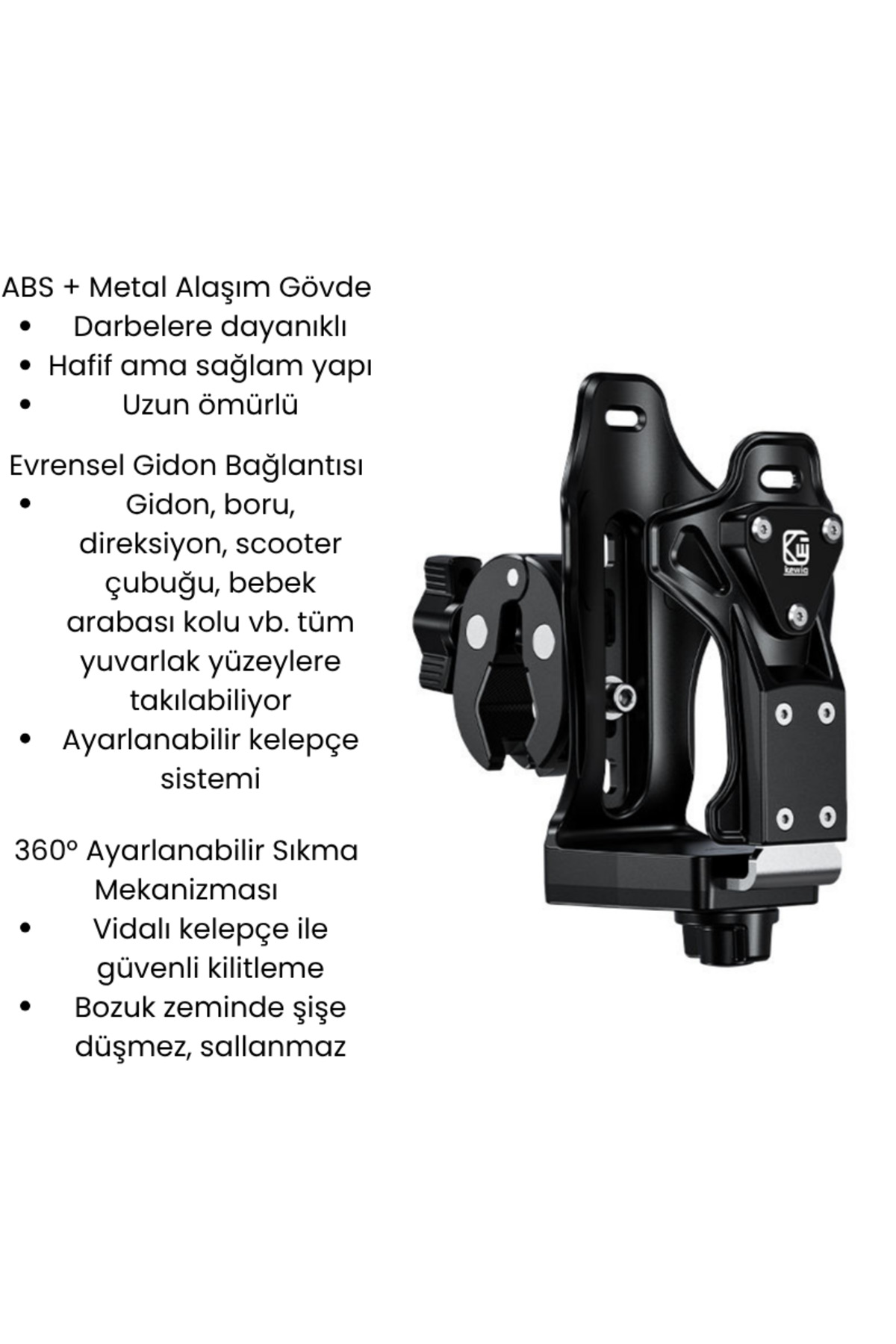 SMAYLİNG ABS Metal Alaşım Su Şişesi & Termos Tutucu – Bisiklet, Scooter, Motosiklet, Bebek Arabası Uyumlu fotoğrafı 4 (önizleme)