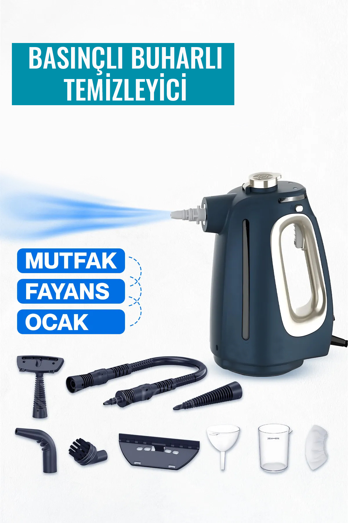 Light Nova Basınçlı Buharlı Temizleyici Mutfak Fayans Ocak Derz Ve Çok Amaçlı Temizleme 1350W 550Ml
