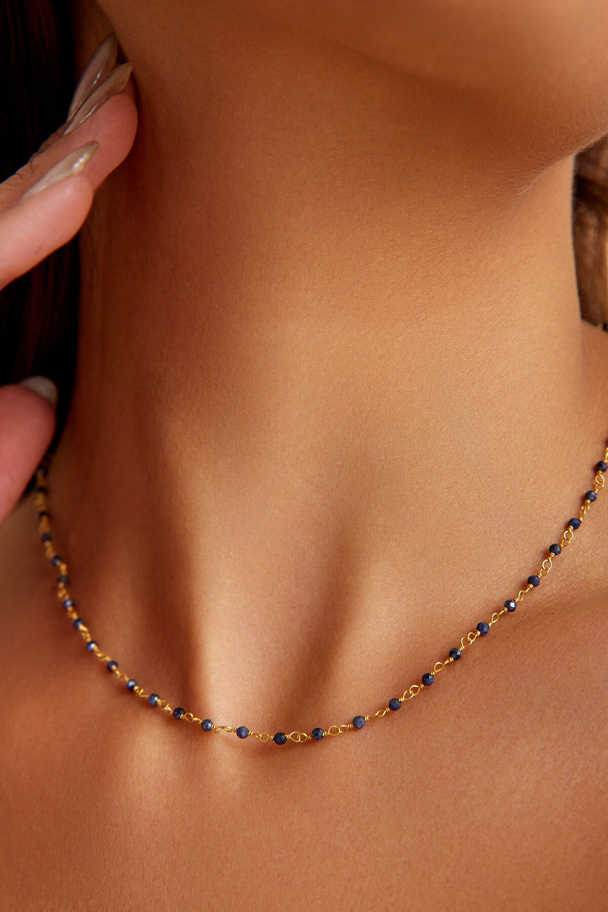 art and crafts jewelry Safir Taşlı Gümüş Örme Kolye görsel 3