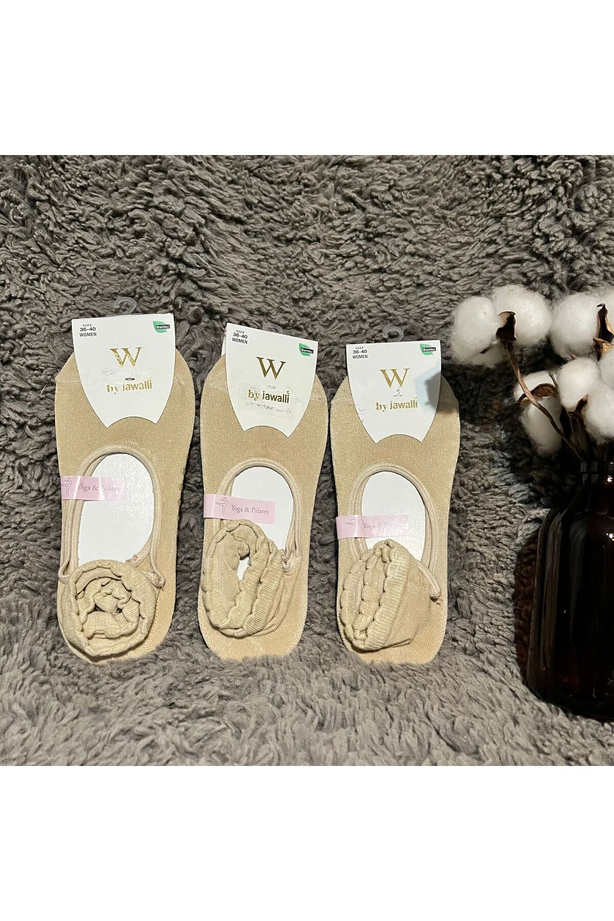 BY JAWALLİ SOCKS YOGA VE PİLATES ÇORAP 3 LÜ