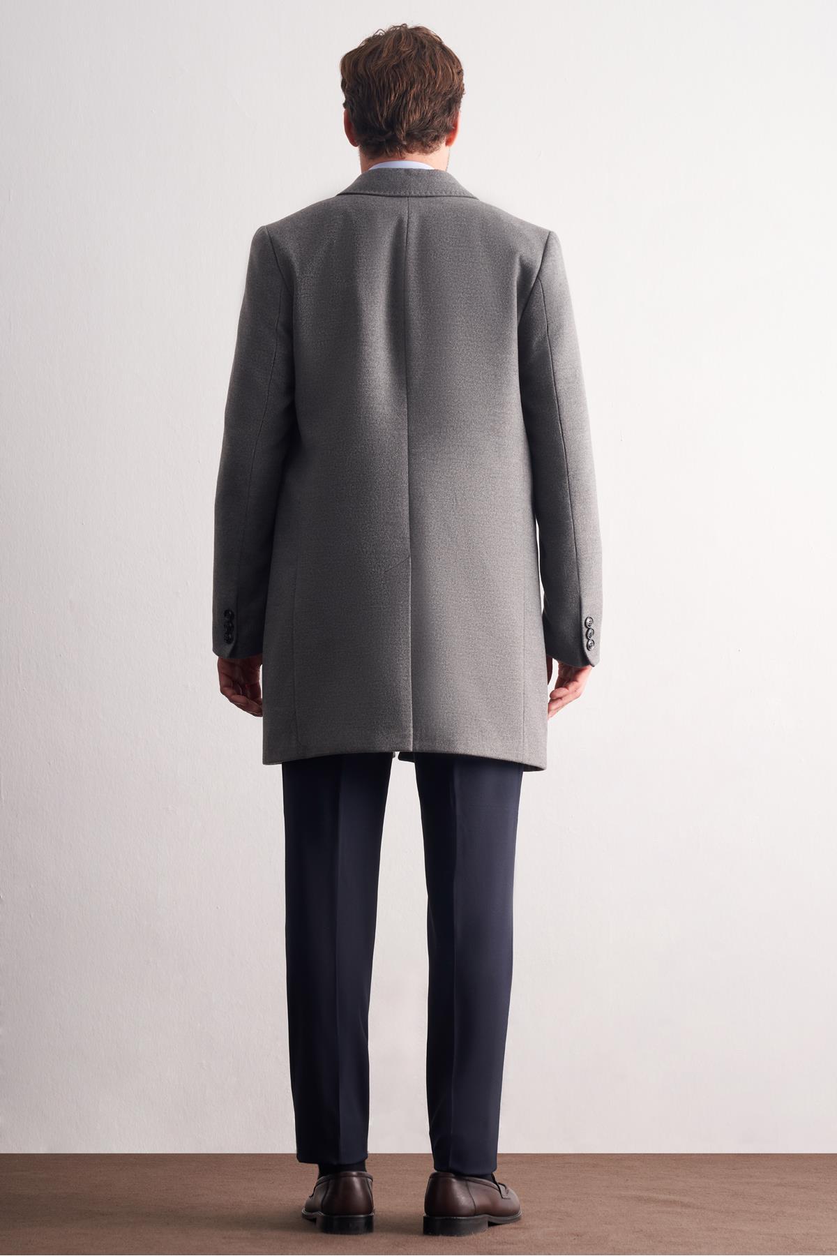 Gri Kılıç Yaka Kruvaze Comfort Fit Esnek Classic Kaban 1008255164 — رنگارنگ — تصویر 5 از 6