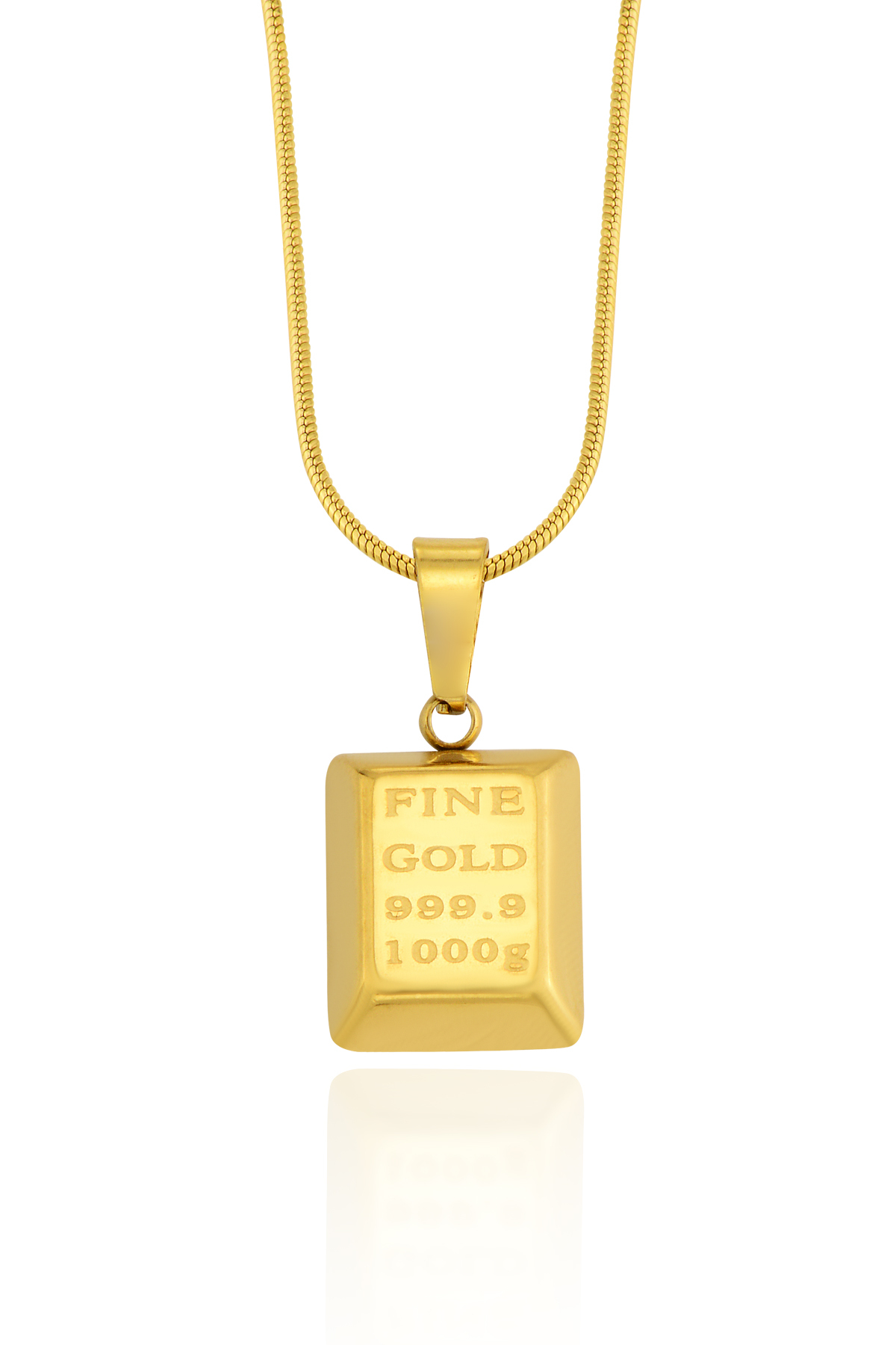 Gold Nugget Design Stainless Steel Necklace - 999 Gold Bar Model