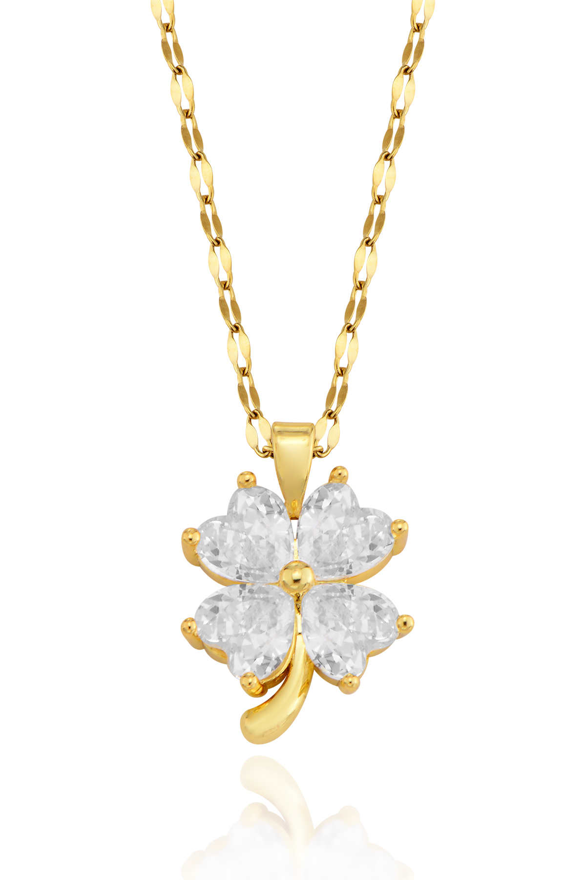 Lucky Steel Four Leaf Clover Stainless Steel Necklace