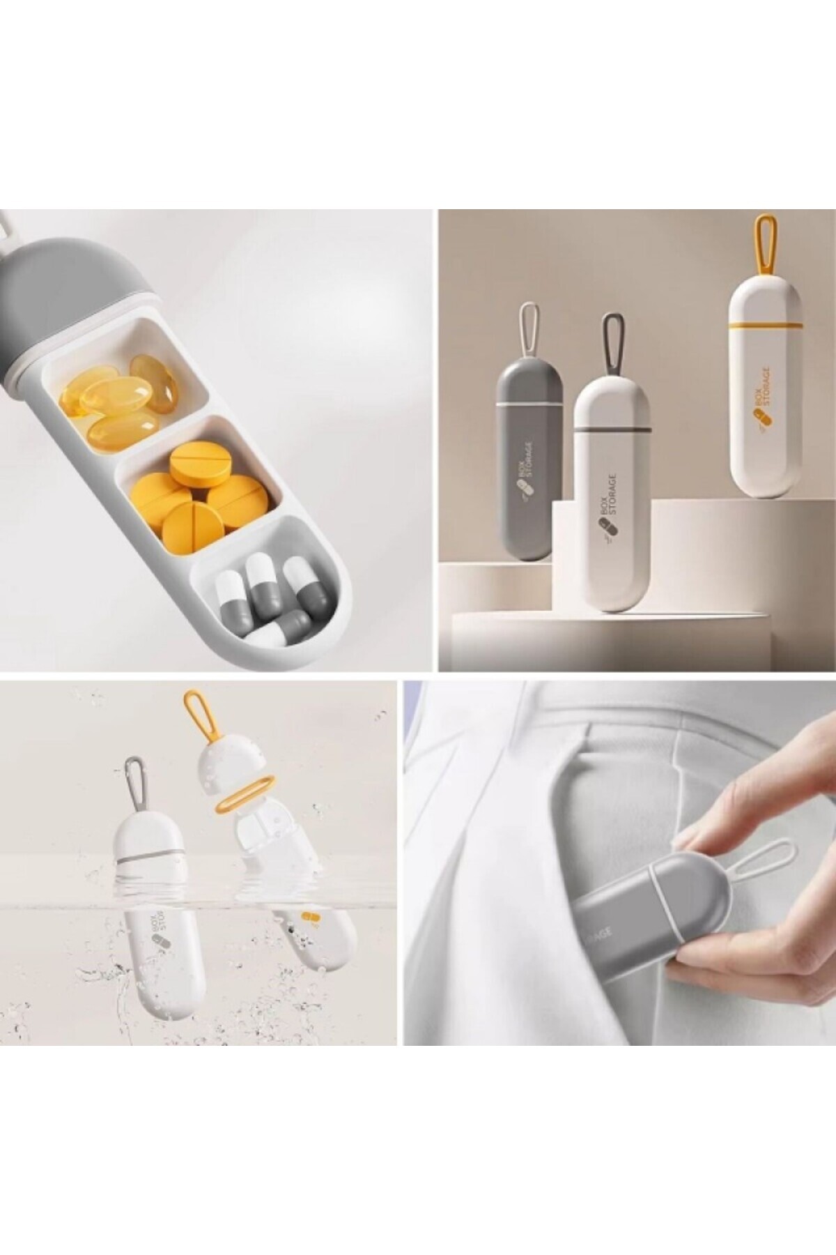 PooleMark 3 Bölmeli Taşınabilir Seyahat Tipi Hap Saklama Kutusu – İlaç Saklama Kutusu Organizer