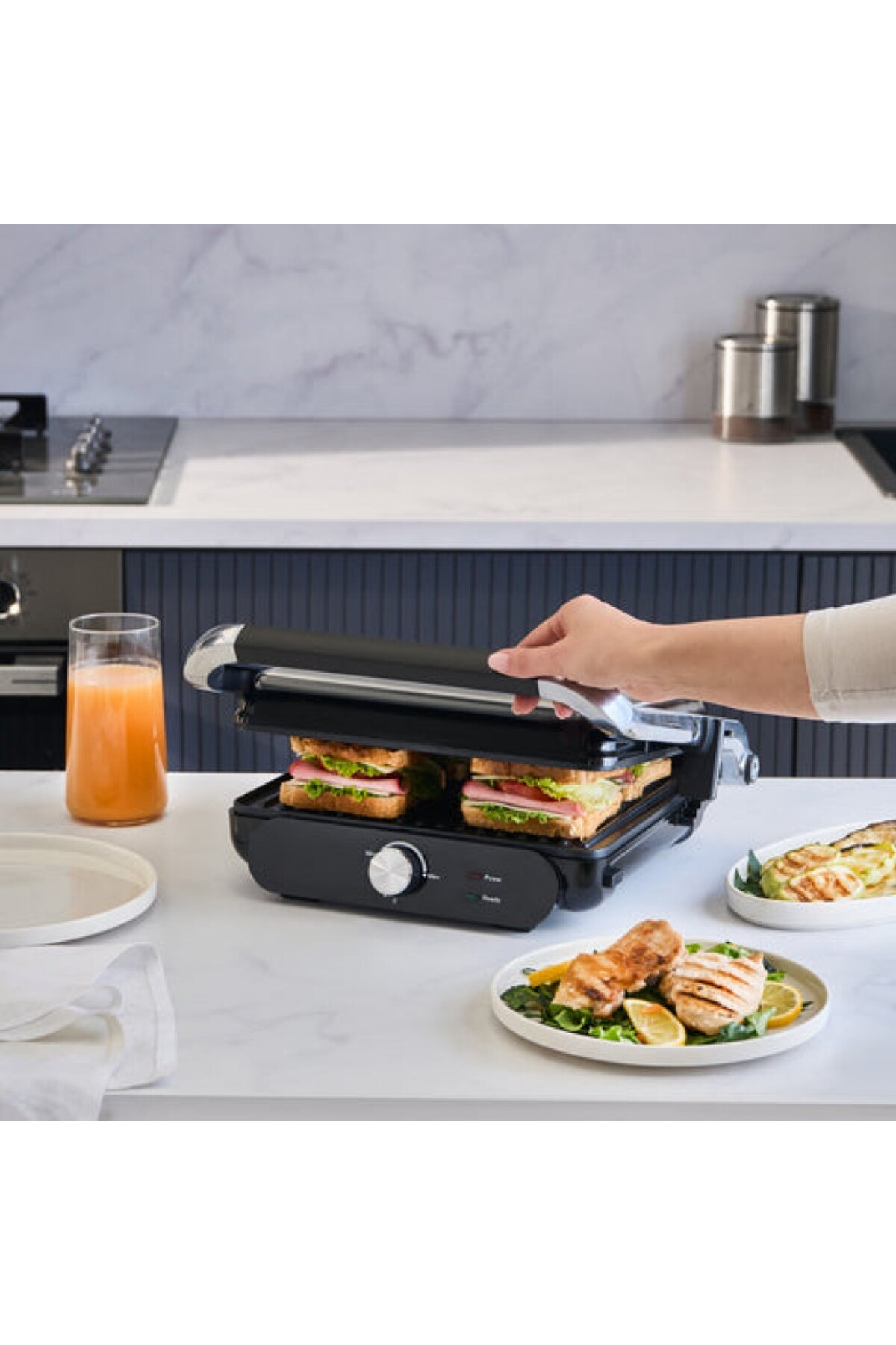 Grilliant 1366H Toaster und Grill mit herausnehmbarer Gusseisenplatte und Edelstahlgehäuse
