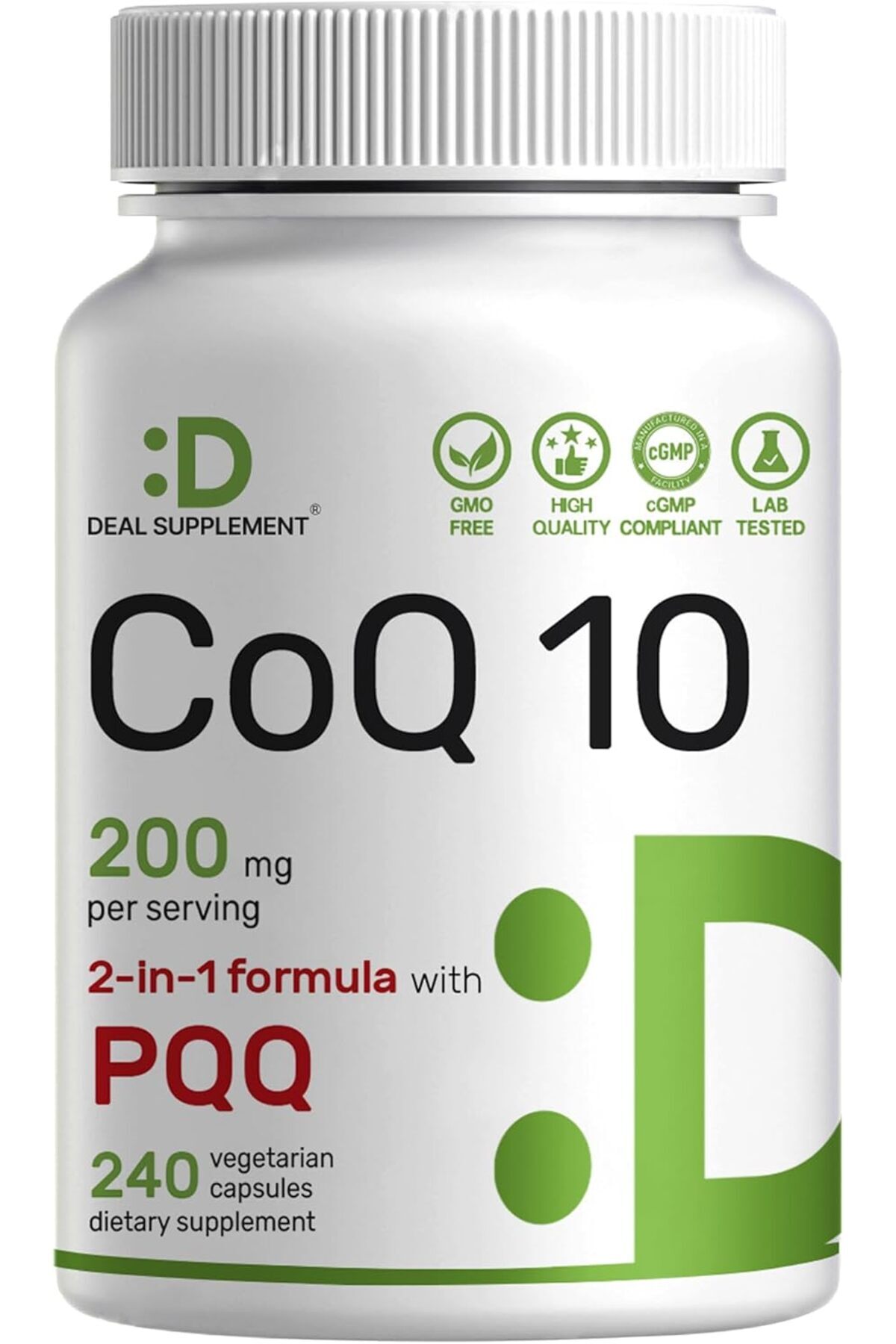 DEAL SUPPLEMENT CoQ10 PQQ Coenzyme Q10 Energy & Brain Health Antioxidant 240 Veggie Caps