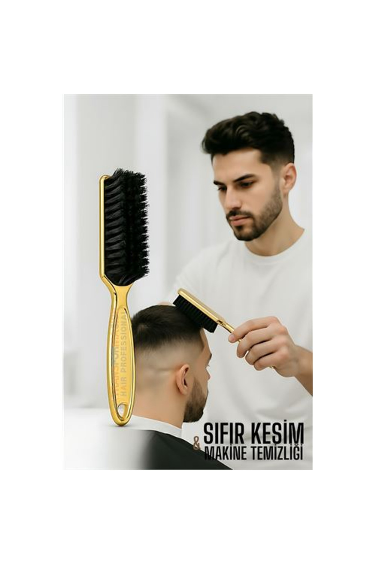 mudikonsept Gold Fade Fırça - Berberler İçin Sıfır Kesim ve Makine Temizleme Fırçası