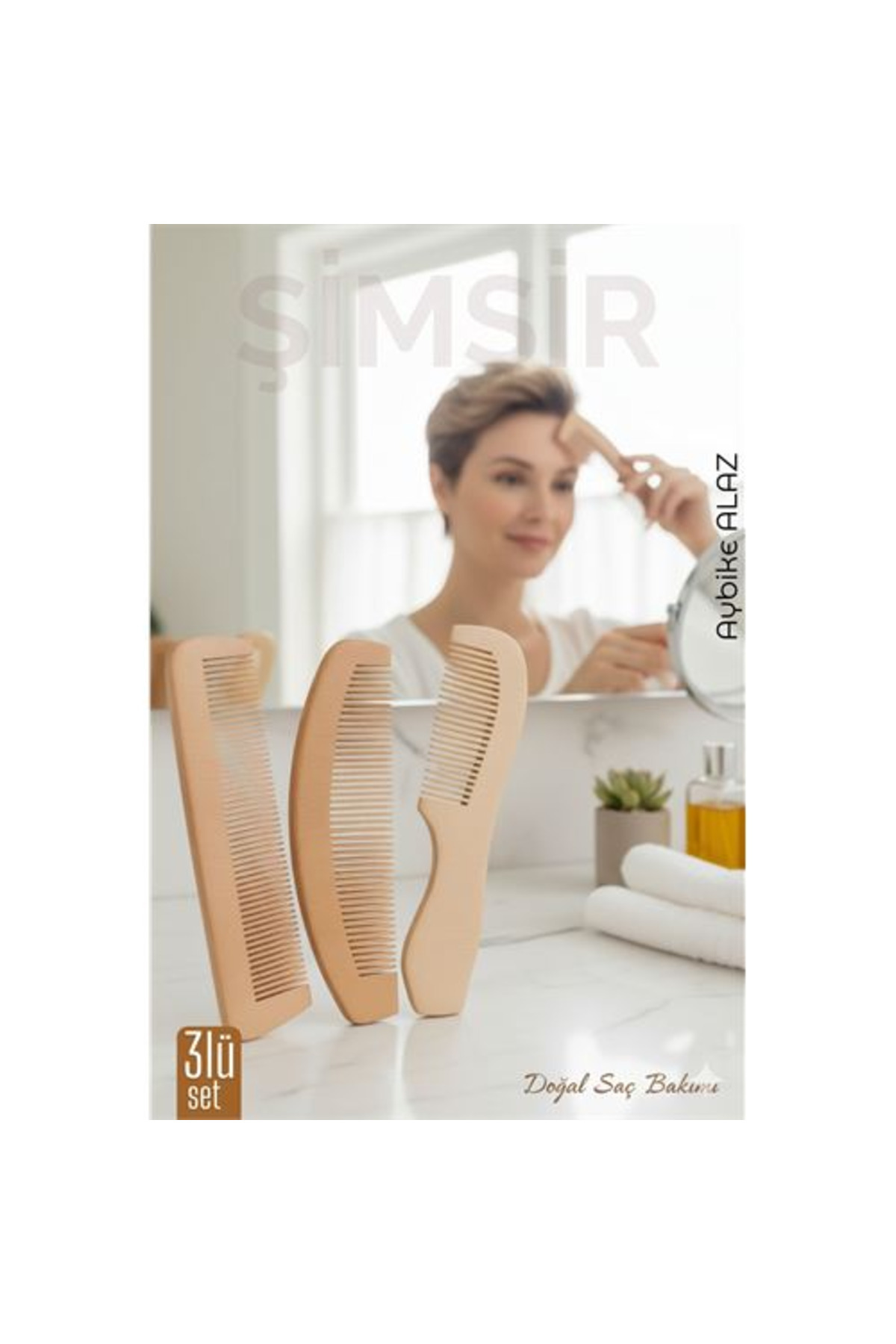 mudikonsept 3 lü Doğal Şimşir Ahşap Tarak Seti- 16 cm Anti-statik Kepek Karşıtı ve El Yapımı