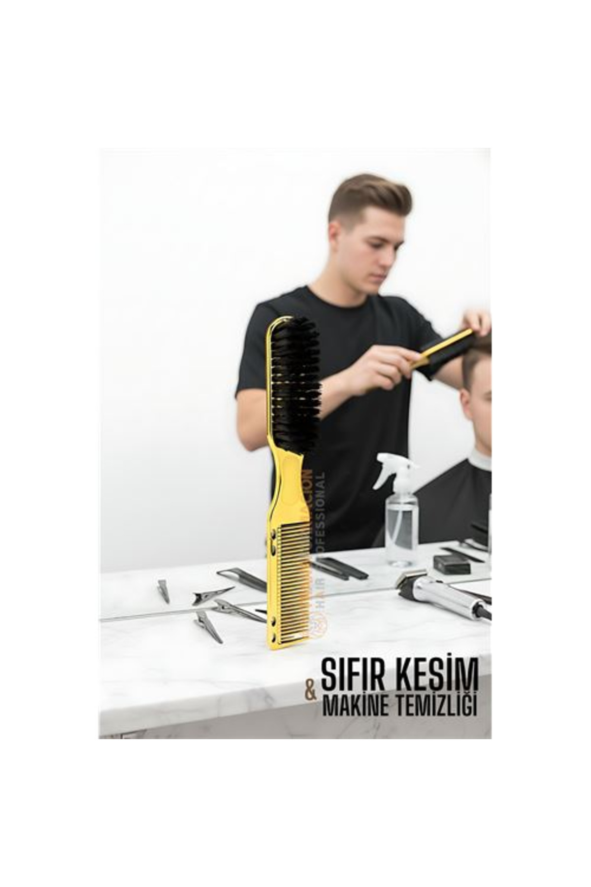 mudikonsept Gold Fade Fırça - Berberler İçin Sıfır Kesim ve Makine Temizleme Fırçası