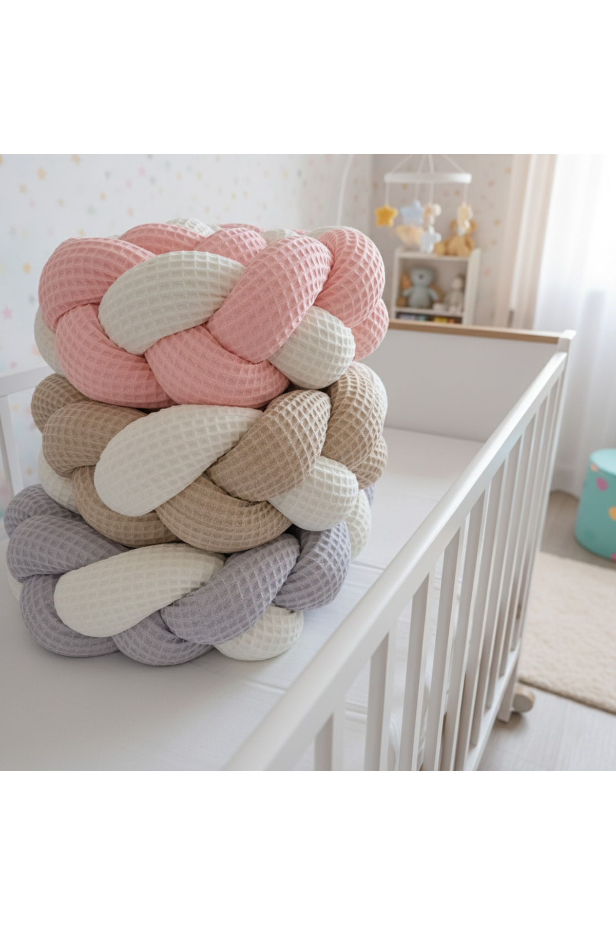 Baby Étoile Beşikler İçin Örgü Kenar Koruma - Petek Pike Kumaş fotoğrafı 4 (önizleme)