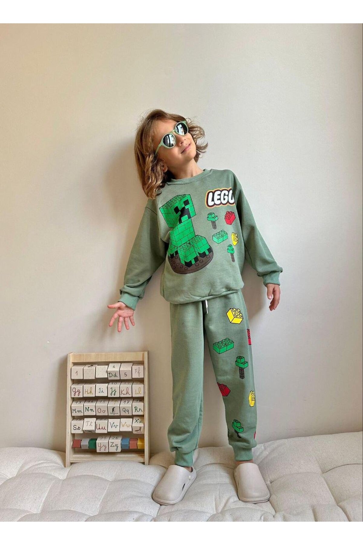 cgboutiquestylekids Cg Kids Minecraft Lego baskılı 3 iplik erkek