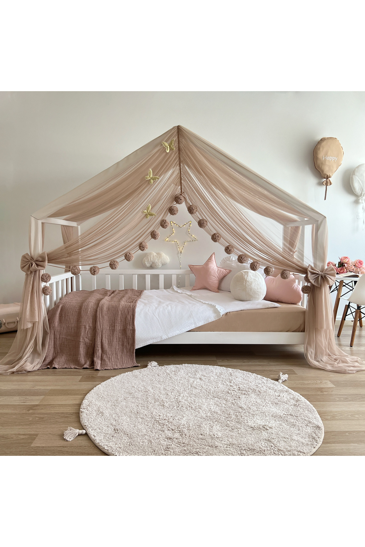 PAMUKA Montessori Tül Cibinlik İki Parça Mink (TÜM EBATLAR)