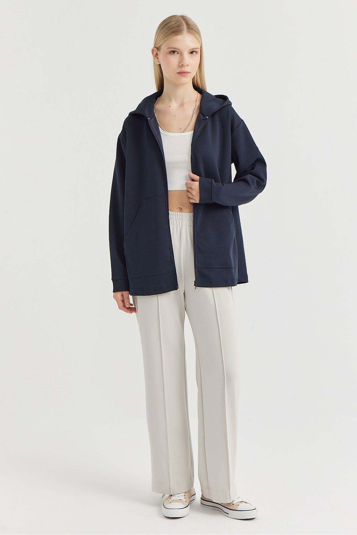 PAULMARK  Kadın Kanguru Cepli Sweat Üst - Görsel 6