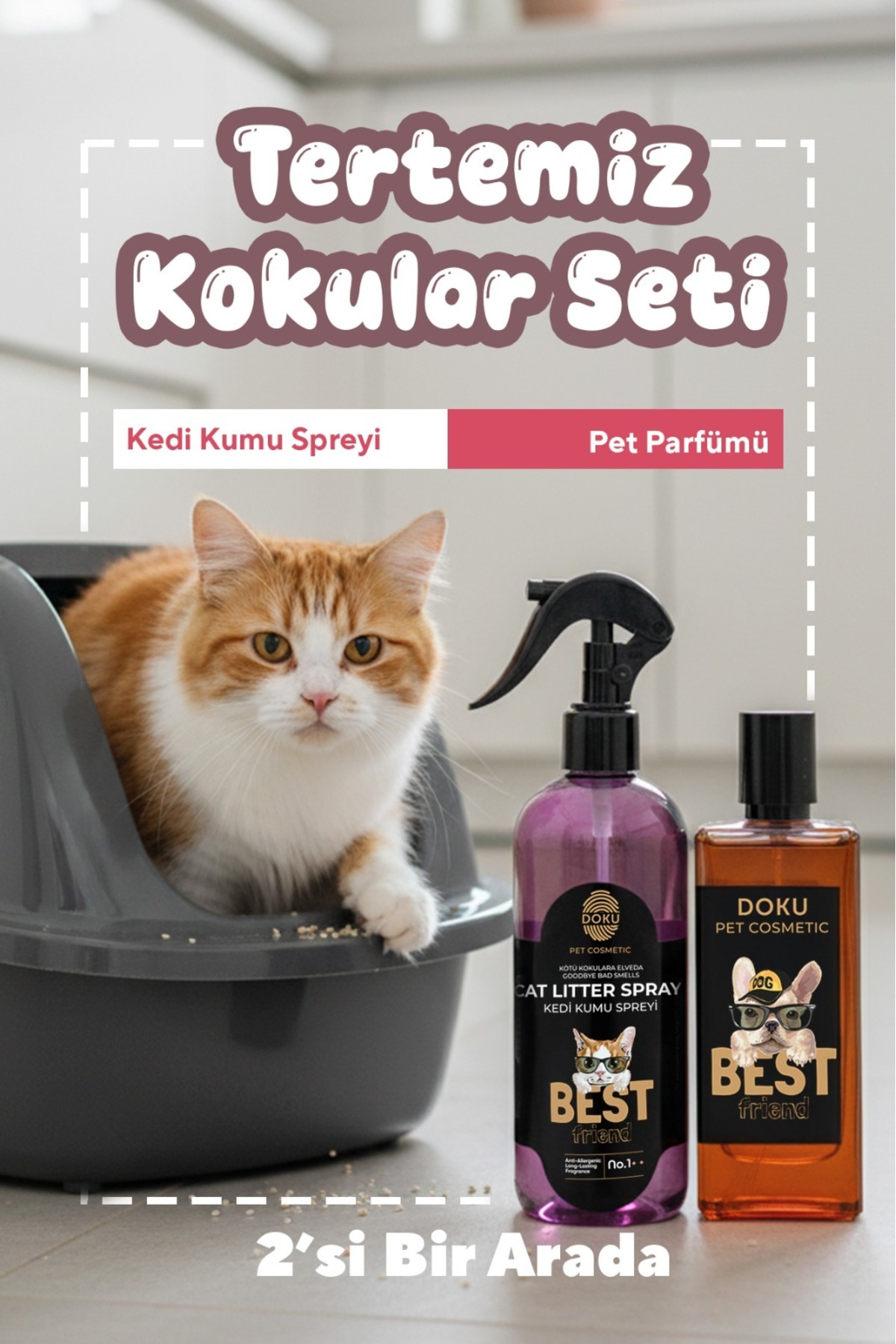 Doku PET KEDİ VE KÖPEK (KEDİ KUMU SPREYİ - PARFÜM) AVANTAJ PAKETİ