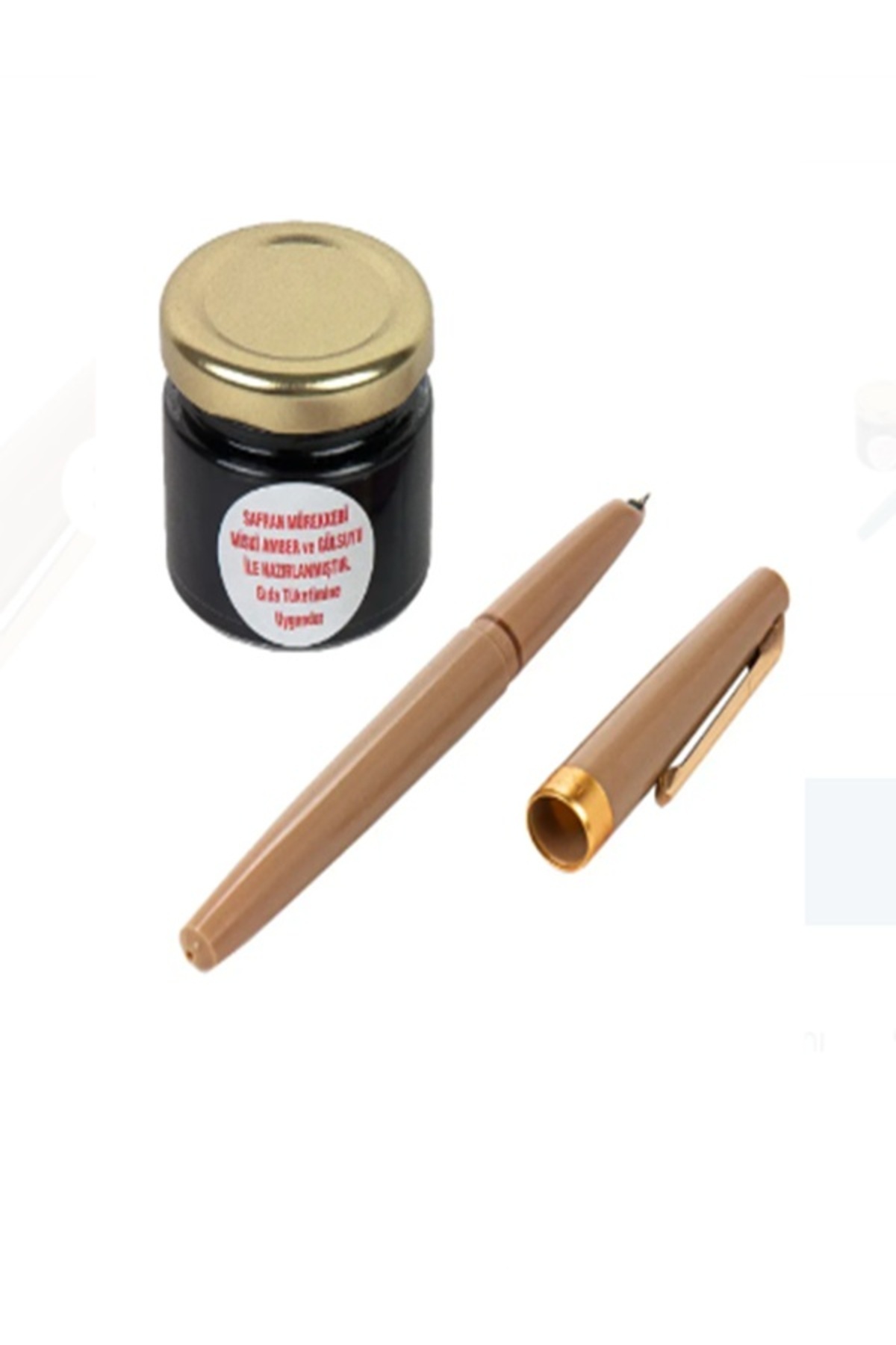 BİLGİ KİTABEVİ Büyük Kırmızı Safran Mürekkebi ve Safran Kalemi Seti Dolma Kalem 40 gr Orjinal Safran dua yazmak