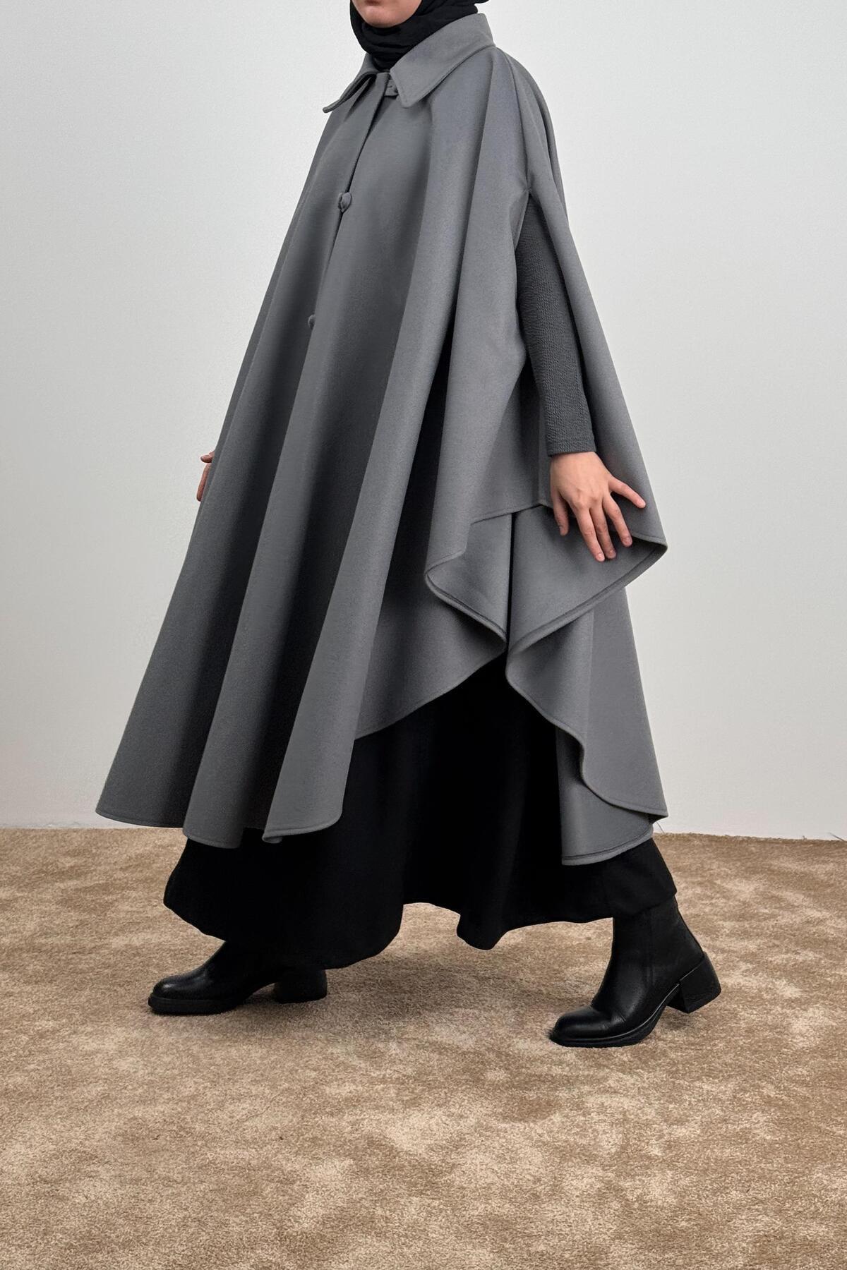 ANDE Uzun Kaşe Panço - Gri