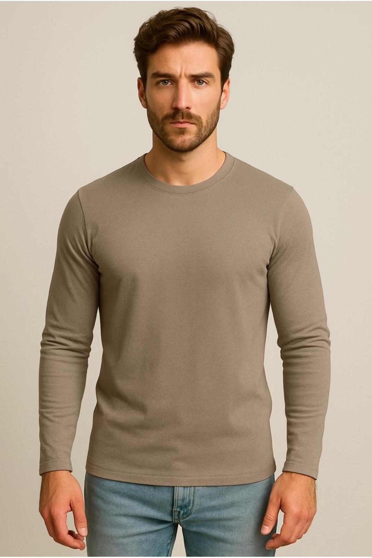 Men's Earthy Cotton Lycra Single Jersey Long Sleeve T-shirt-D240