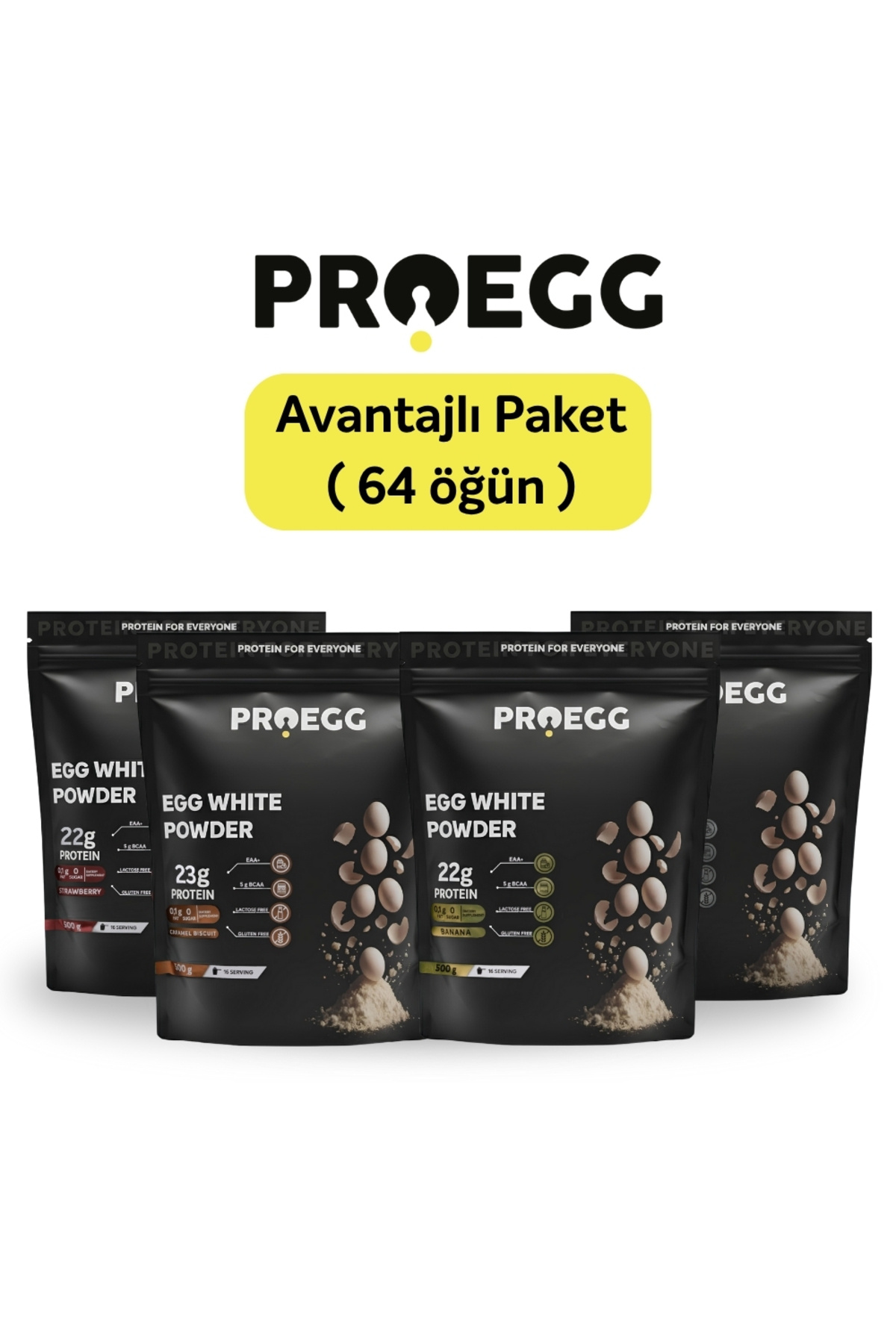PROEGG Avantajlı Paket- x4 Öğün Tozu (Çilek, Lotus, Muz, Sade)