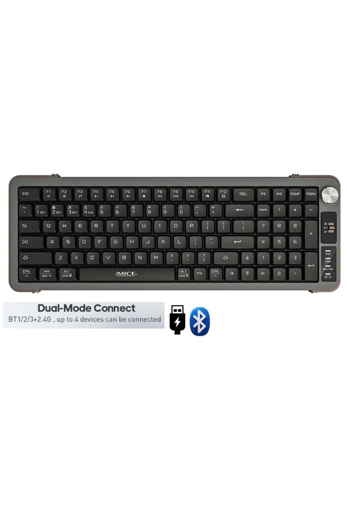 Sarftech 99 Tuş Zarif Tasarım Dual Mode Bağlantı BT+2.4Ghz Ayaklı Ses Kontrol Ofis Gaming Klavye