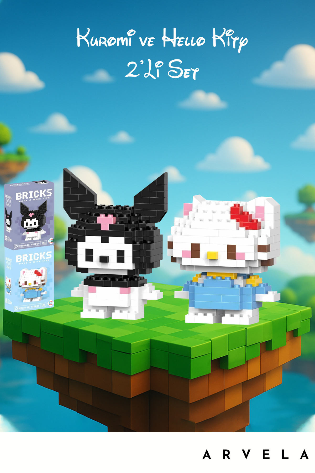 Bricks Kuromi & Hello Kitty – 2’li Blok Figür Seti