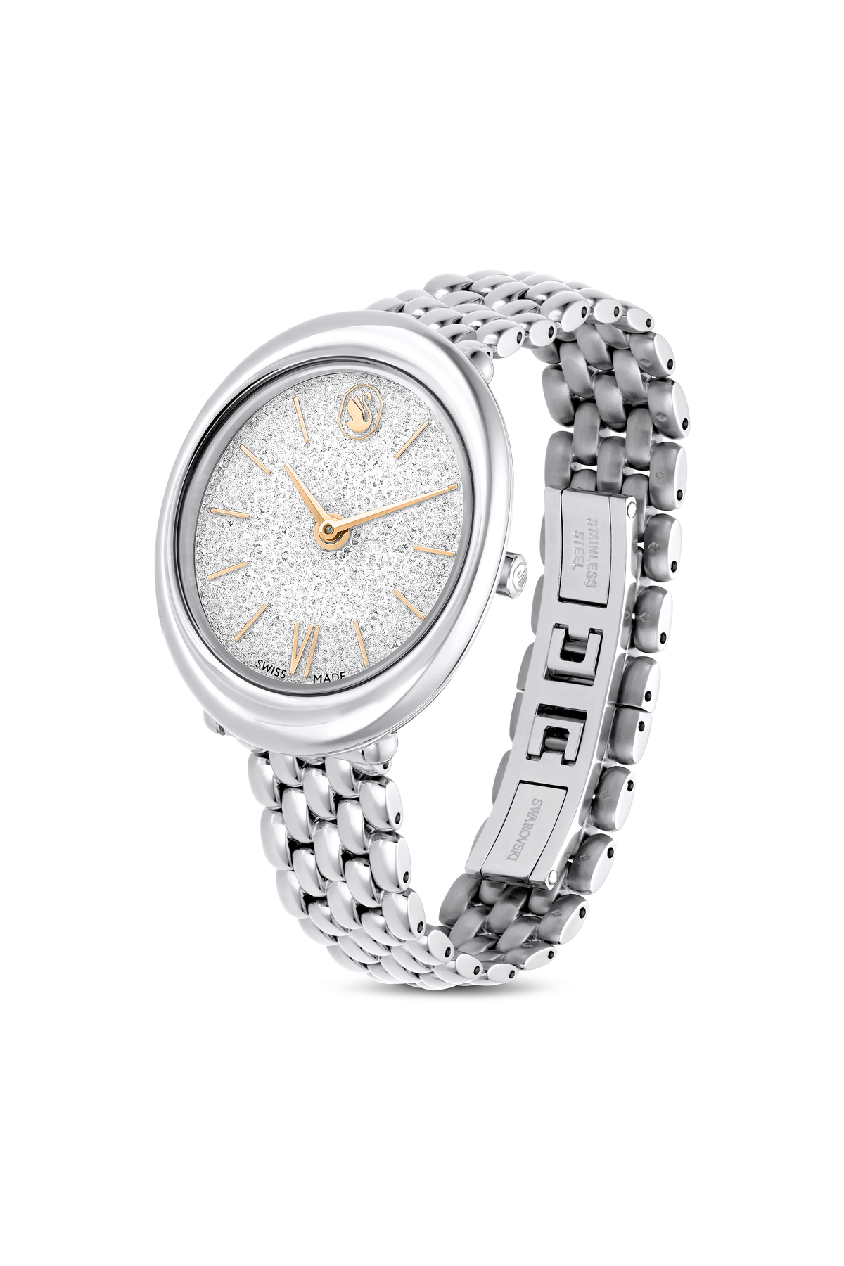 Swarovski Imber oval Saat, İsviçre Üretimi, Metal bileklik, Gümüş Rengi, Paslanmaz çelik görsel 2
