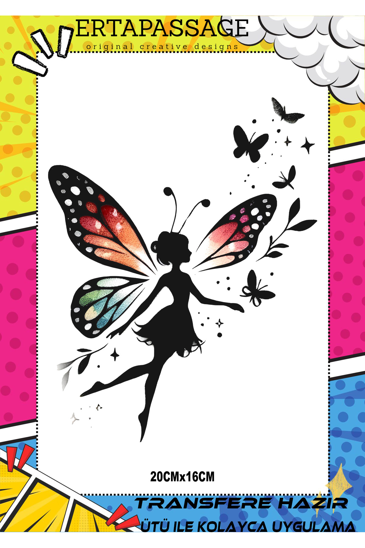 ErTaPassage Kelebek9 DTF Transfer Baskı – Ütüyle Yapışan – Tişört İçin Kolay Uygulama