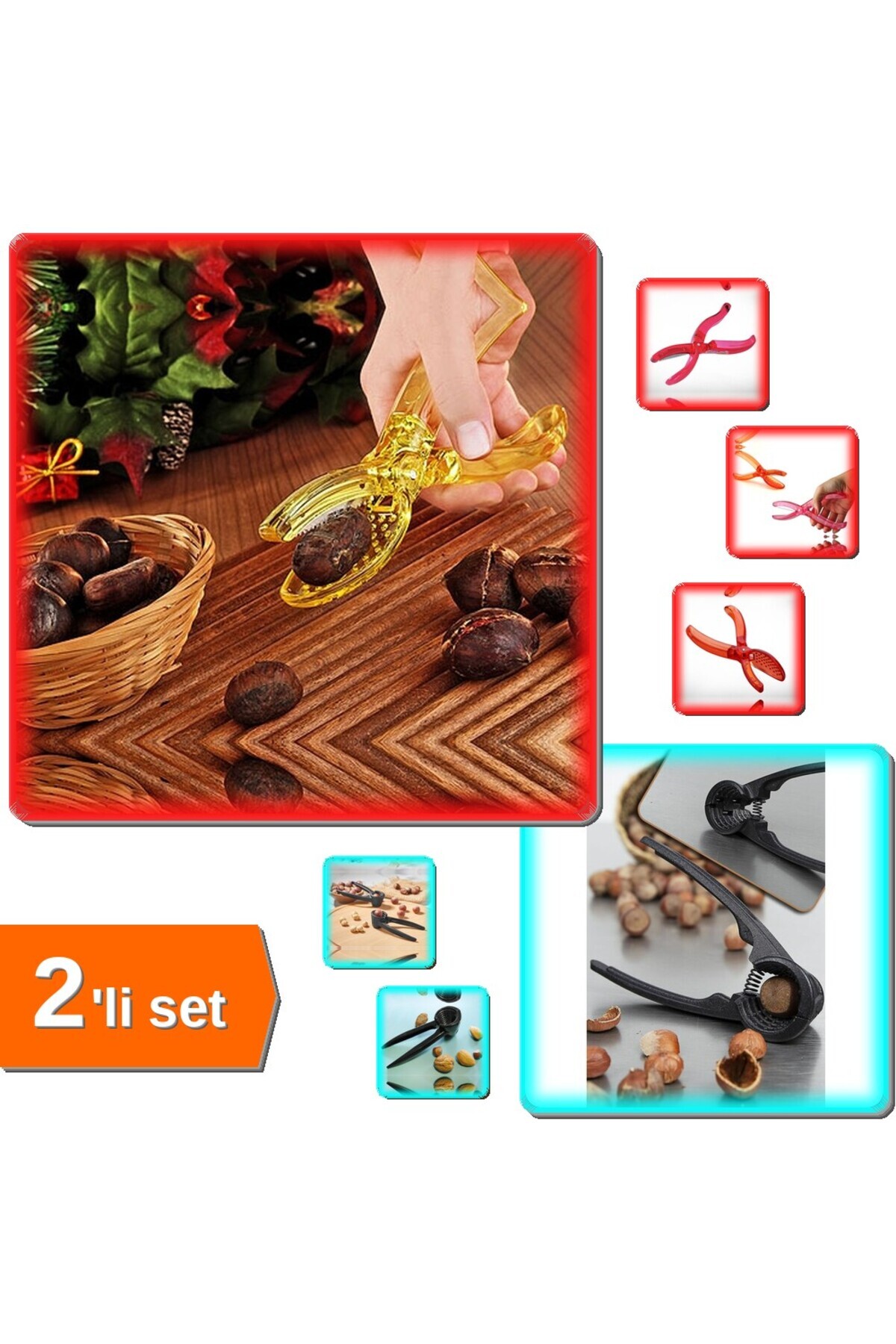 HerEveOyuncak Kestane Kesici + Döküm Fındık Kıracağı 2li Set - Pratik Ev Kullanımı İçin Metal Mutfak Aracı T9L3RW