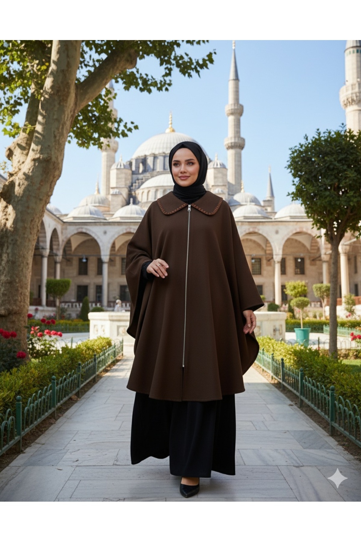 GigiTex KAHVERENGİ POLAR PANÇO Boy 90 cm STANDART BEDEN (36--60)