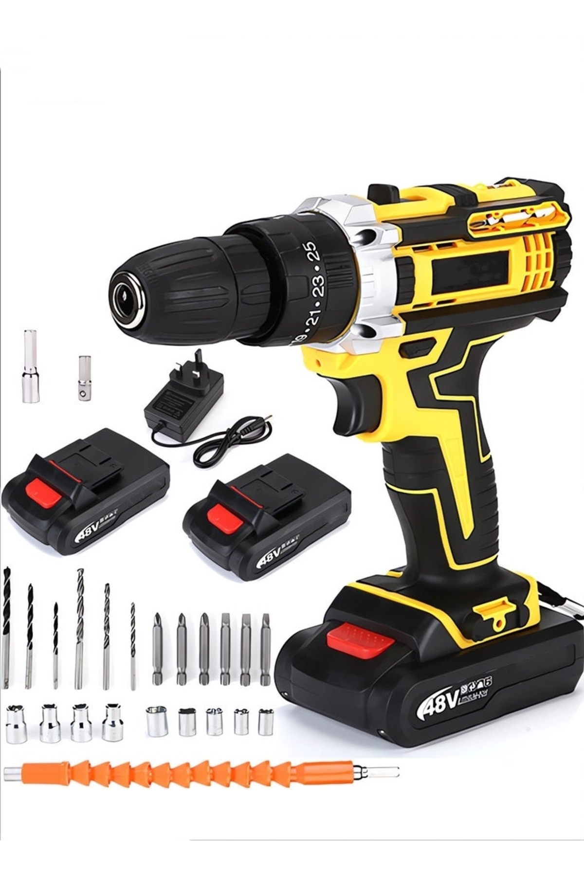 21V Cordless Drill Power Supply, Cordless Drill Kit with Lithium-ion Battery and Charger, YELLOWDZ-1,