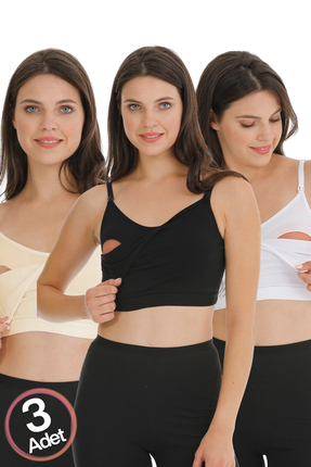 par lingerie pl 3'lü Emzirme Yarım Atlet