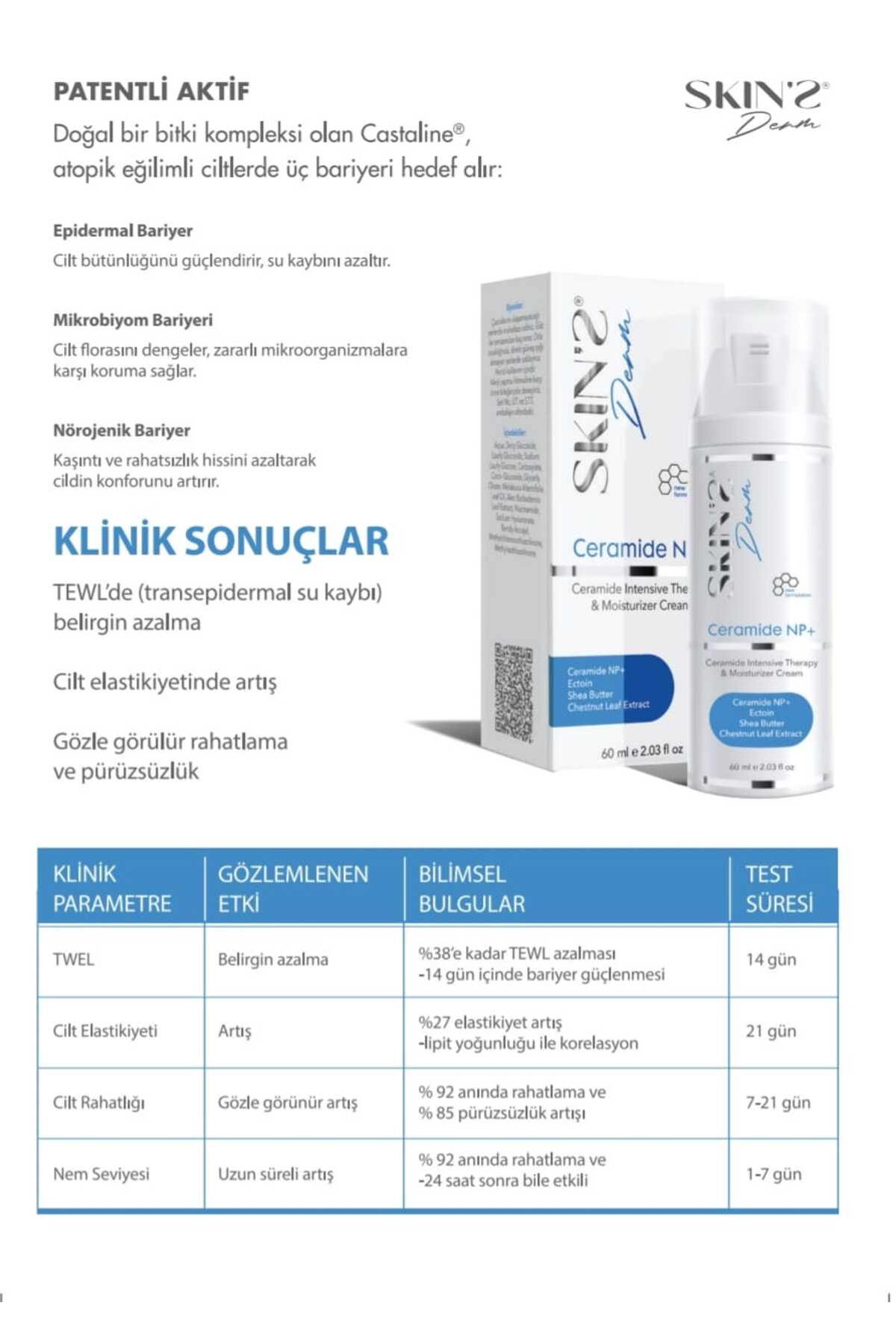SKİN'SDERM Skins Derm Ceramide NP+ Intensive Therapy & Moisturizer