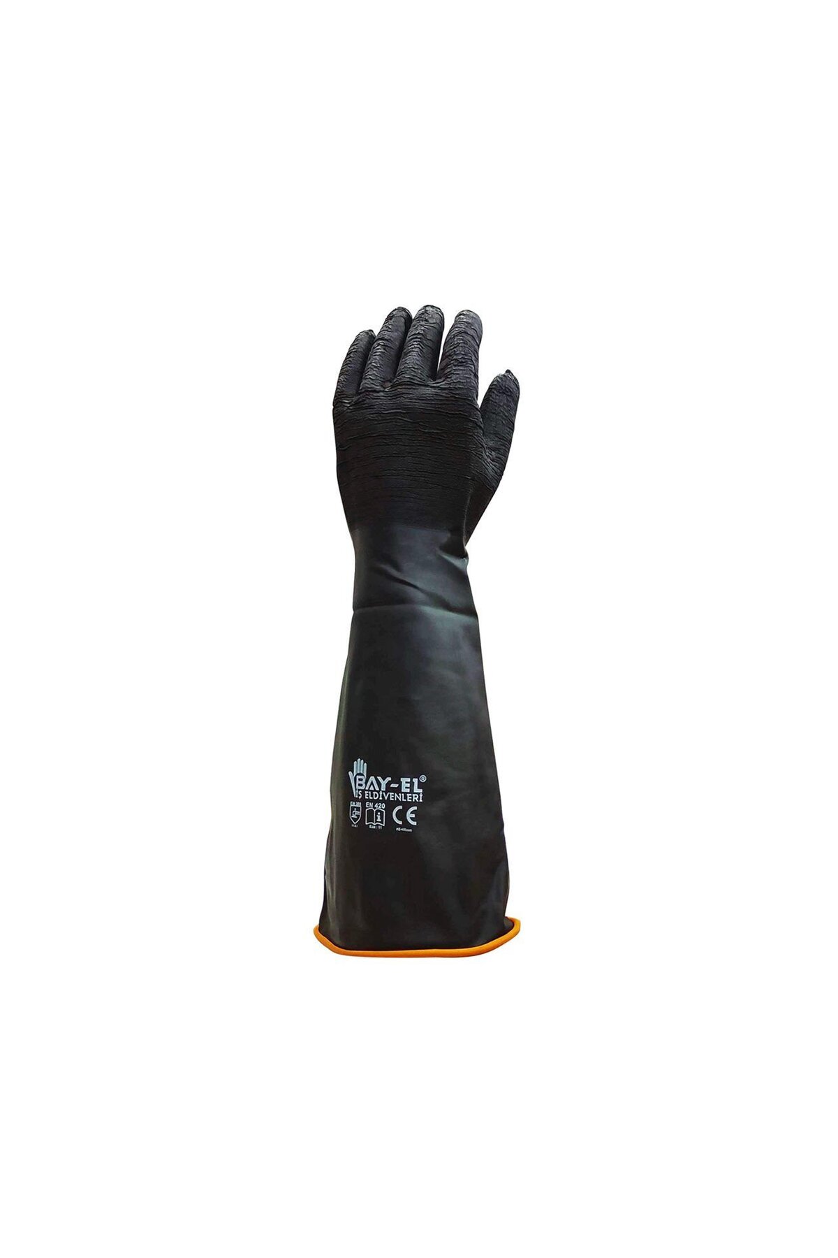 Baytec BAY-EL EL460 Siyah Kauçuk Pütürlü Uzun Eldiven XL 60 CM görsel 2