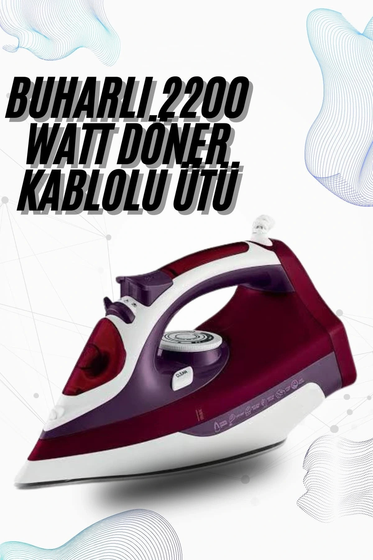 shopwave Buharlı Kablolu Ütü 2200 Watt Önleyici Şok Buharlı