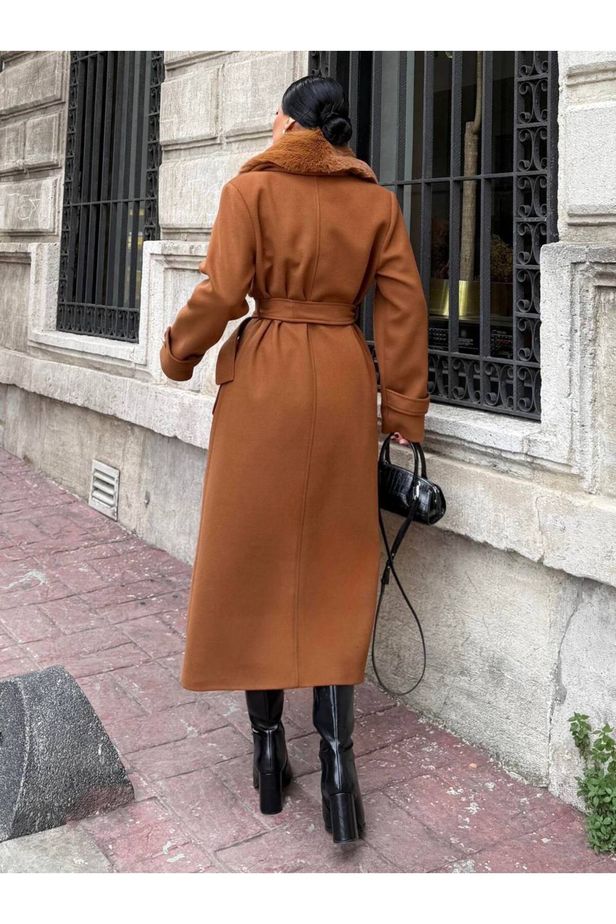 ZARİFTREND  Brenda Kürk Yaka Kaşe Kaban - Görsel 2