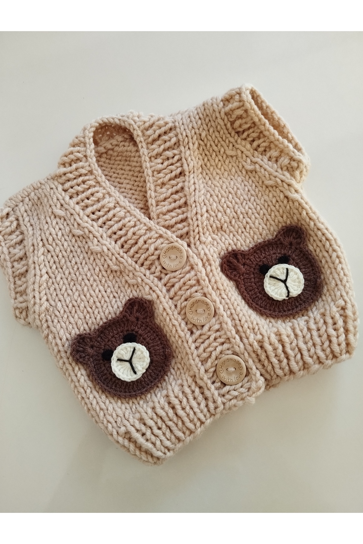 Handmade Lily knitting El örgüsü ayıcıklı yelek fotoğrafı 3 (önizleme)