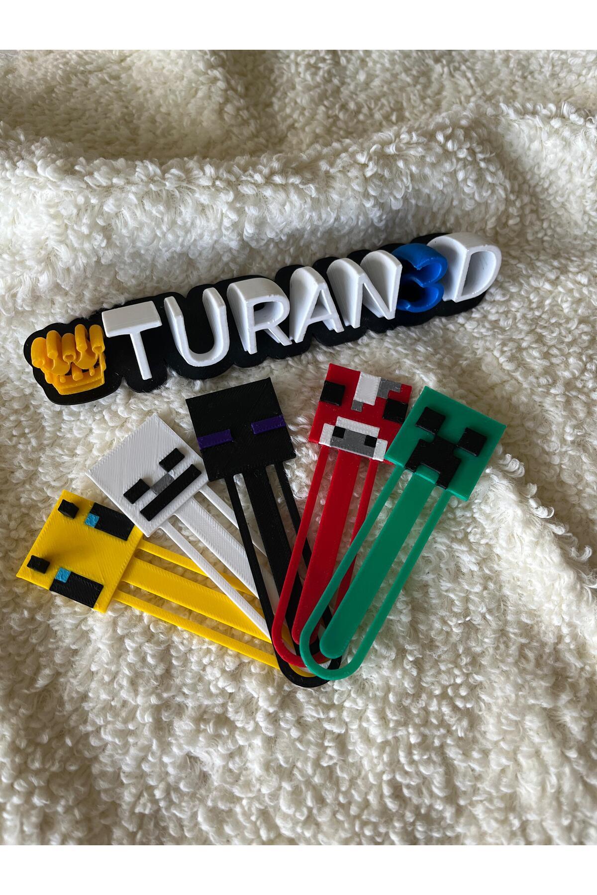 shop Minecraft Temalı 3D Baskı Kitap Ayracı Seti (5’li) – Renkli PLA Malzemeden El Yapımı
