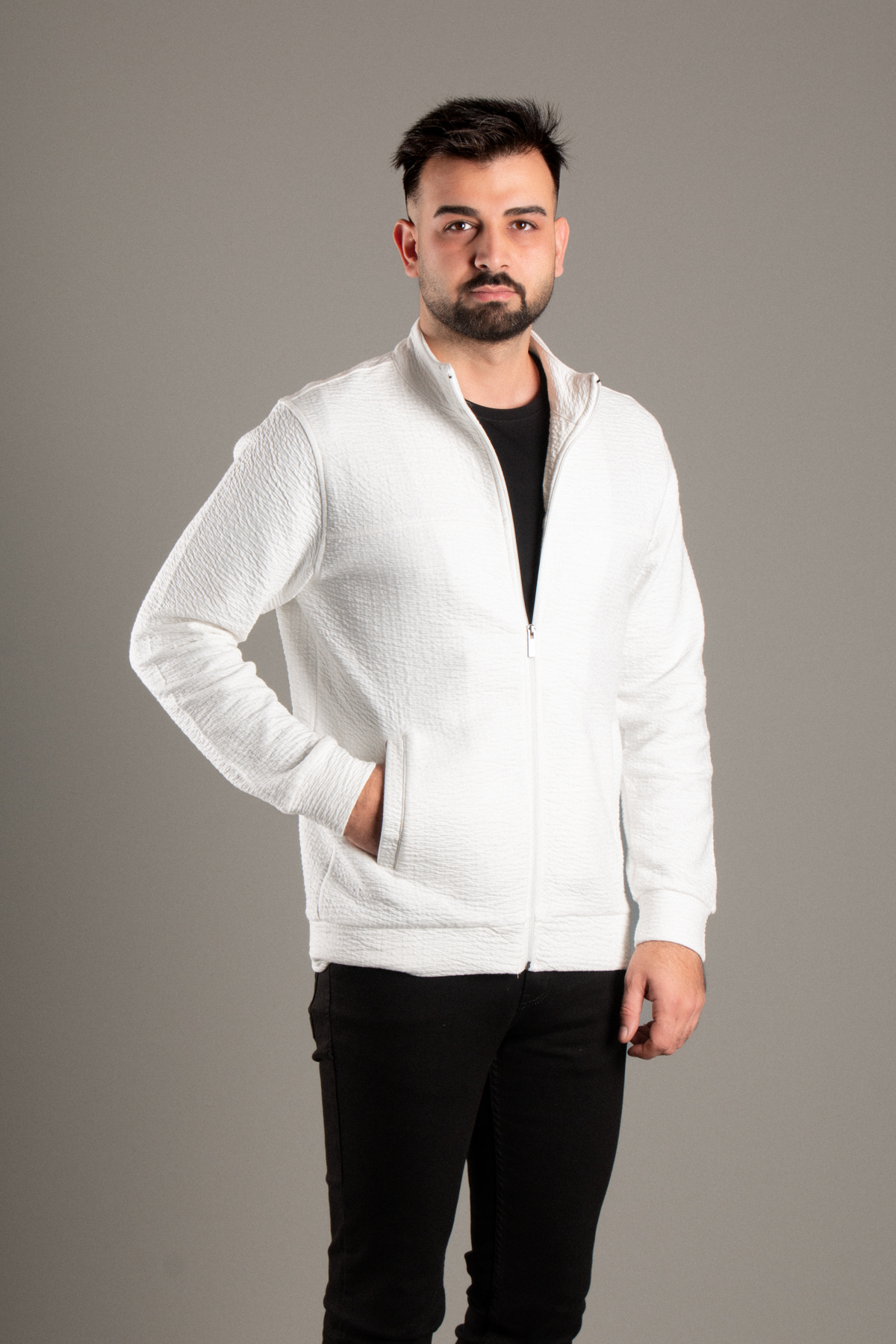 ERKEK BEYAZ DOKULU HIRKA — سفید BNR19278K011 — تصویر 5 از 8