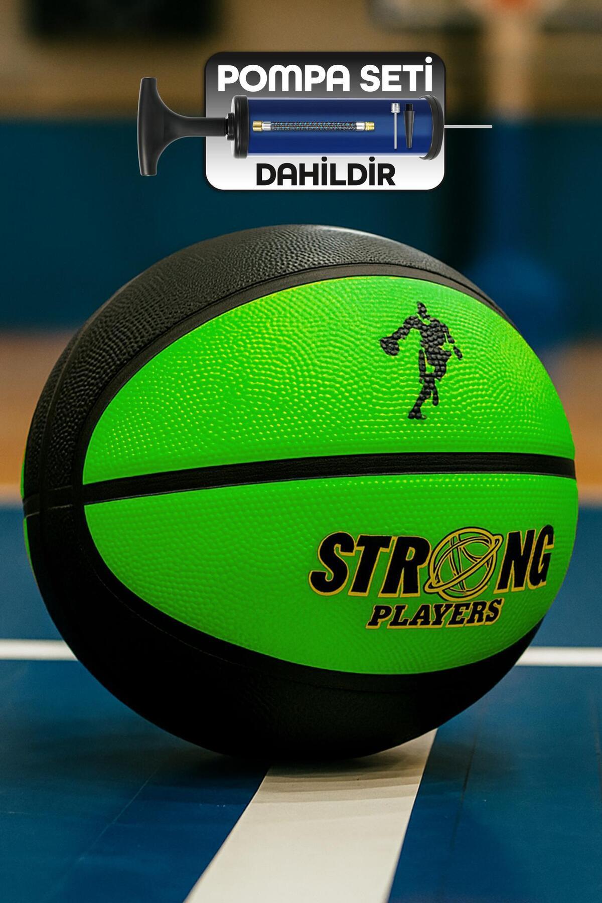 Venenon Strong Basketbol Topu Pompalı Full Kauçuk Dayanıklı Deep Channel Kabartma No:7 B12 Yeşil