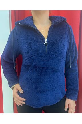 Rouge basıc KAPŞONLU YARIM FERMUAR PELUŞ SWEAT