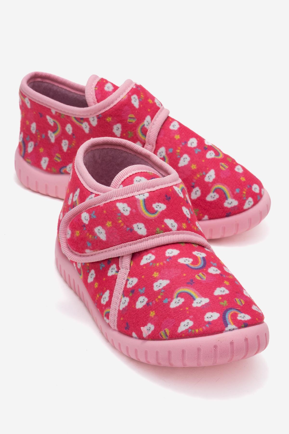 CCWAY AYAKKABI Çocuk Cırtlı Ev Pandufu PEMBE GÖKKUŞAĞI