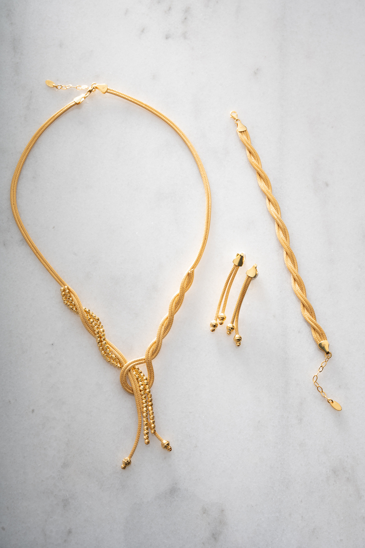 Silvano Jewelry 925 Ayar Gümüş Altın Kaplama Hasır Set