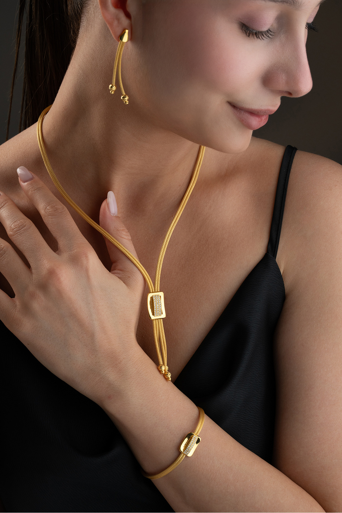 Silvano Jewelry 925 Ayar Gümüş Altın Kaplama Dorikalı Set